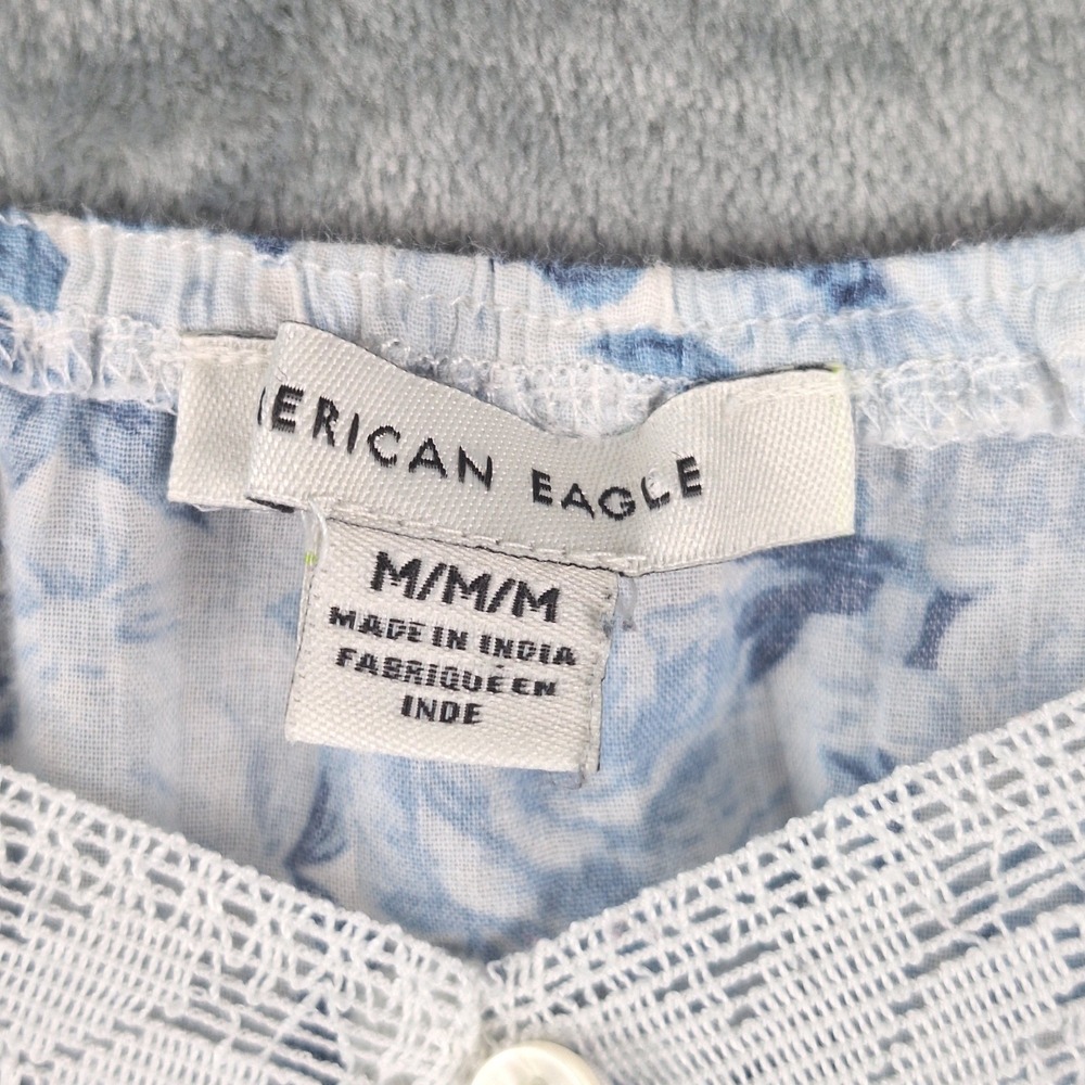 American Eagle Top Medium‎ Babydoll Lace Crop Cottagecore Floral Fairy Milkmaid - Picture 2 of 9